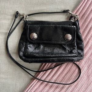 Vintage Coach Patent Leather Hobo Crossbody Bag Black